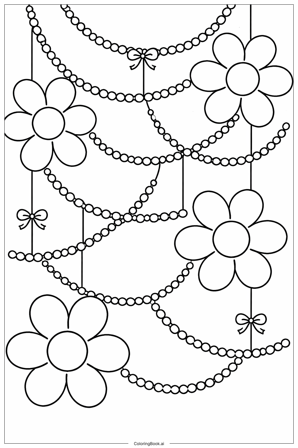  신코 데 마요 꽃 가랜드 색칠공부 페이지 