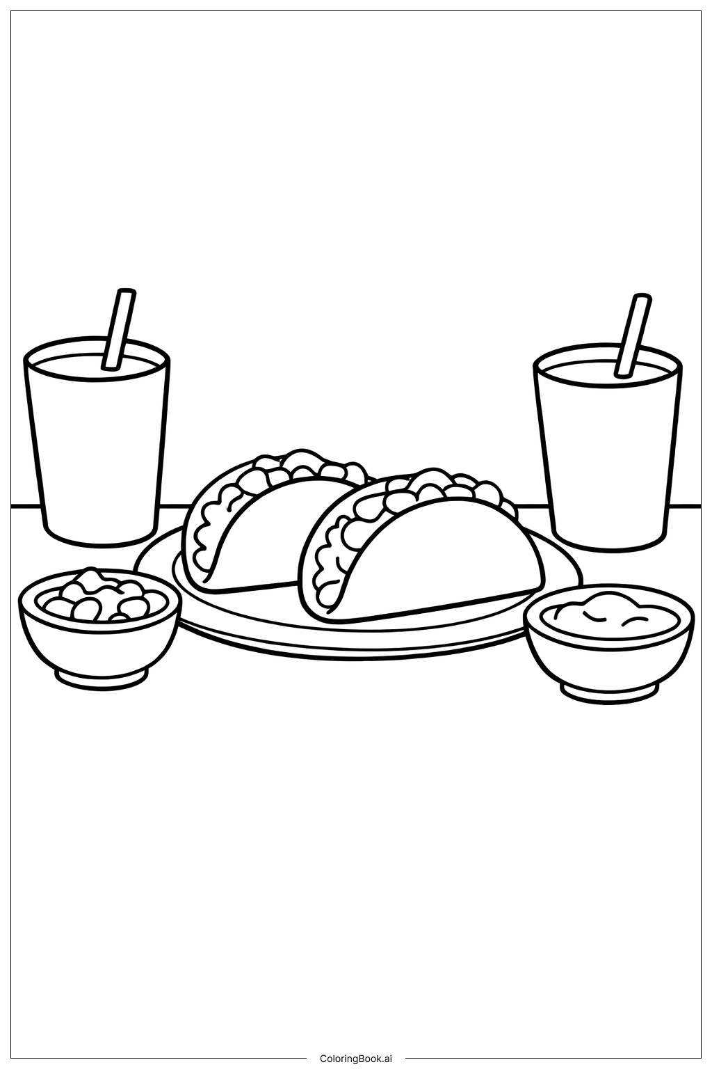  五·五欢乐美食桌填色页 