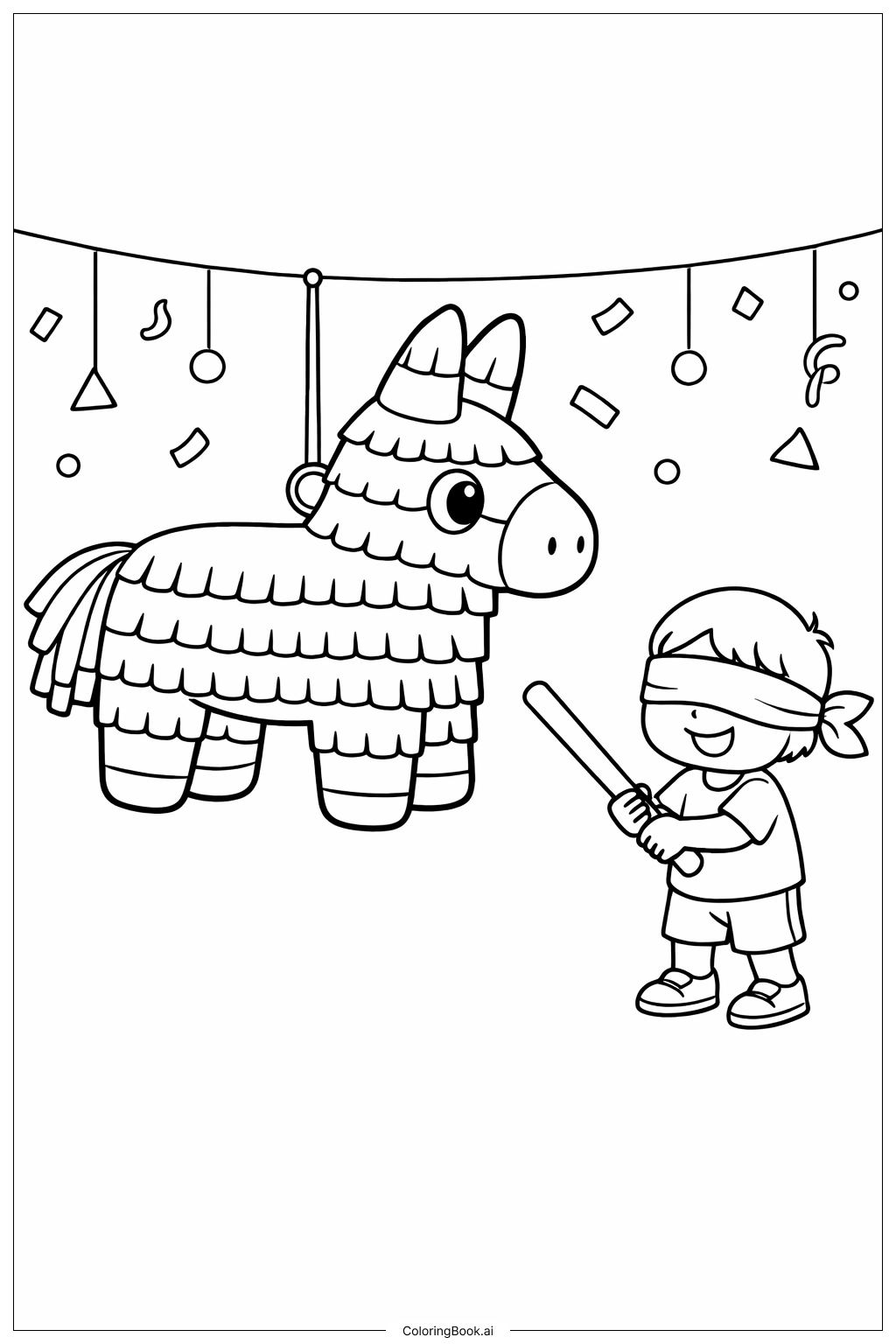  신코 드 마요 피냐타 파티 색칠공부 페이지 