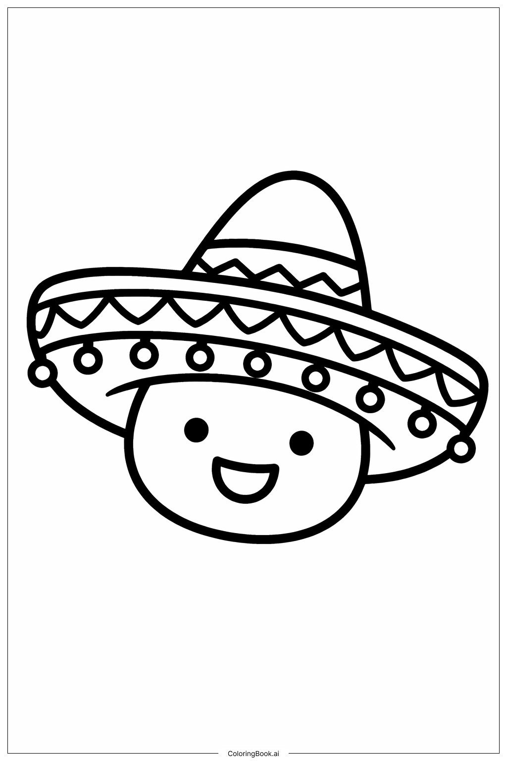  五月五日墨西哥帽脸谱填色页 