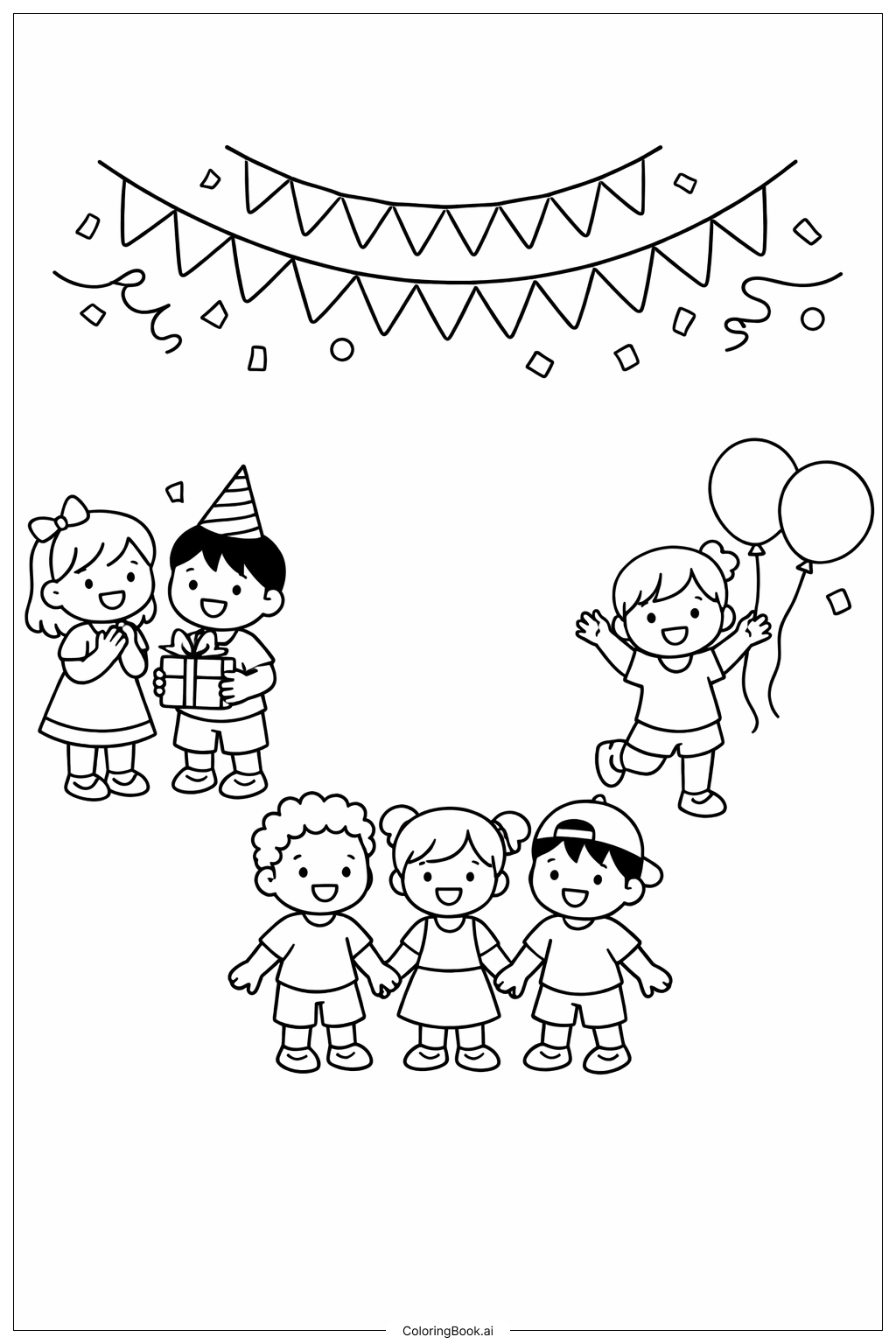  五月五日街头庆典填色页 