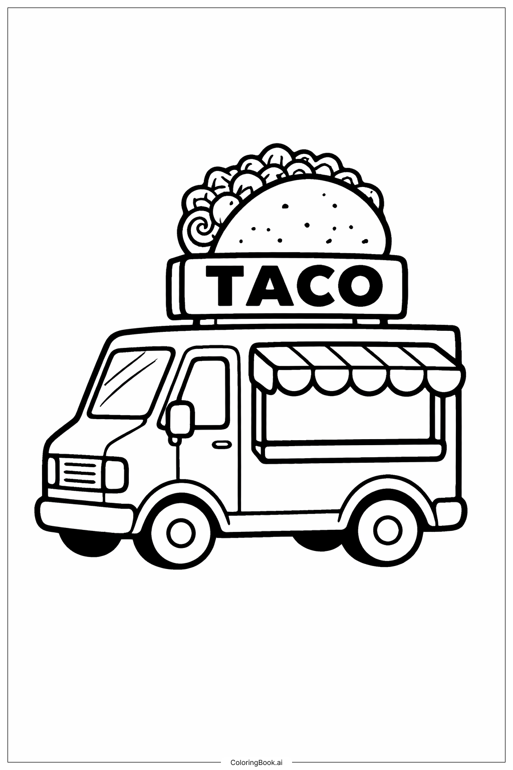  五月五日墨西哥玉米饼车填色页 