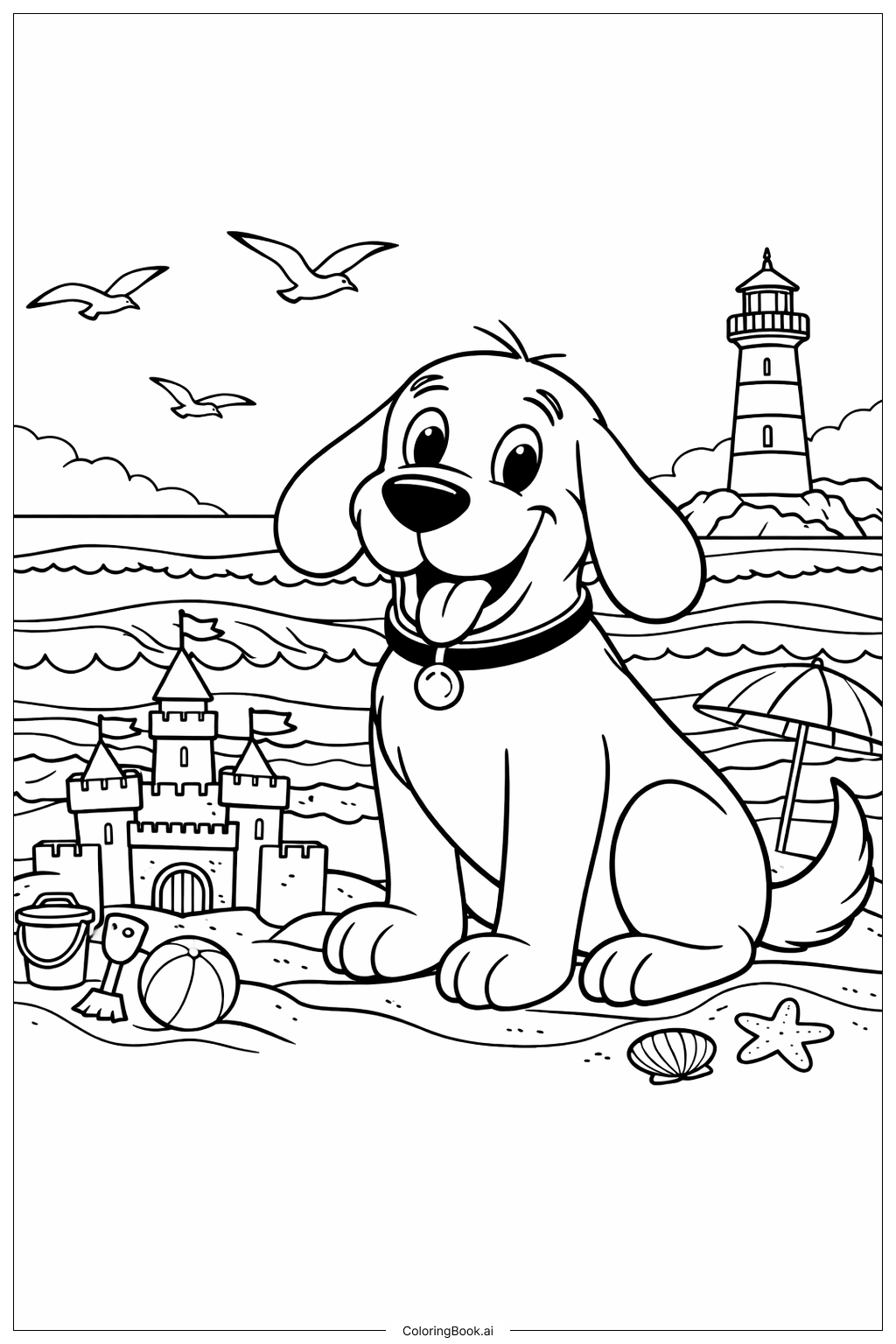  Clifford The Big Red Dog At The Beach Coloring Page 