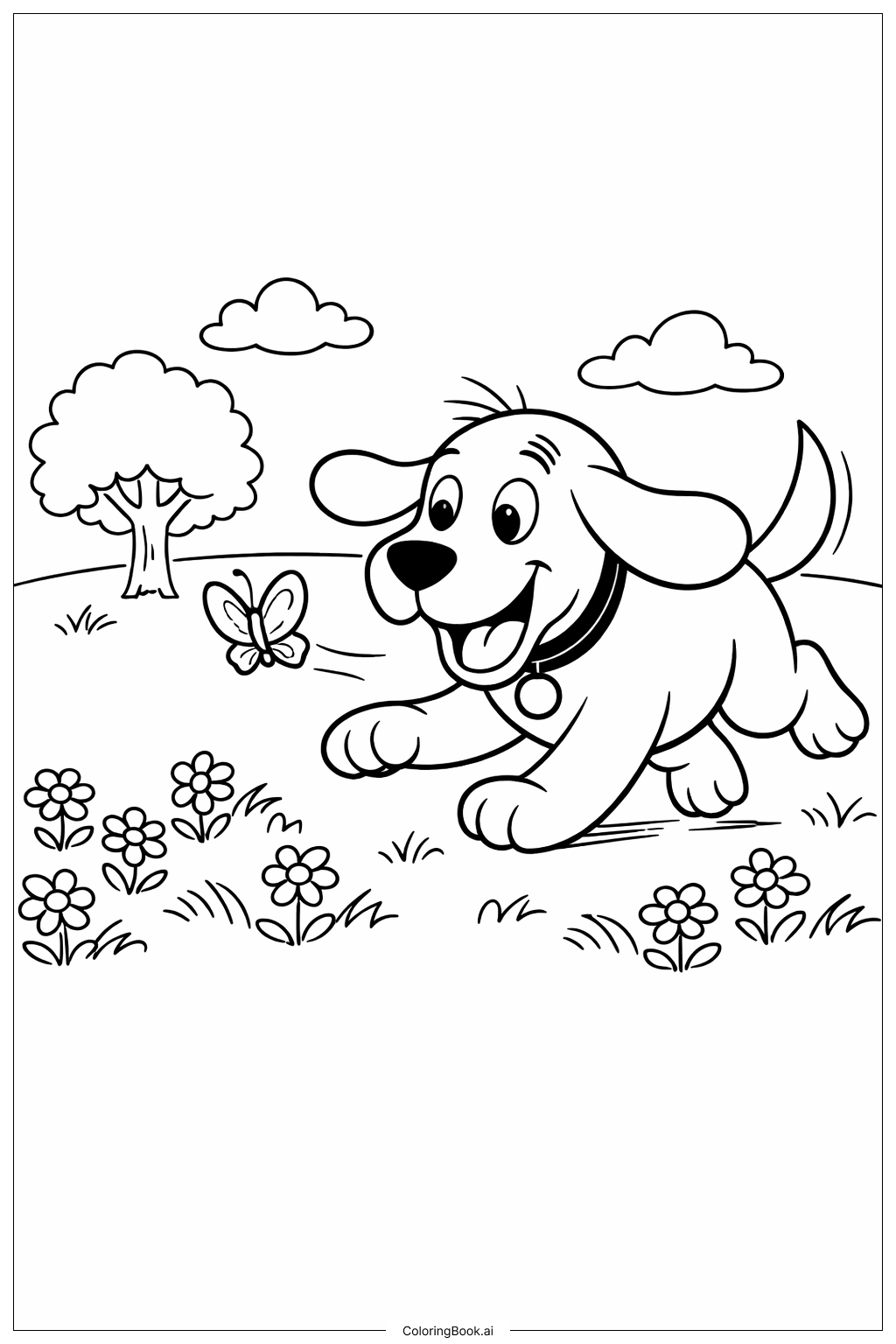  Clifford The Big Red Dog Chasing Butterfly Coloring Page 