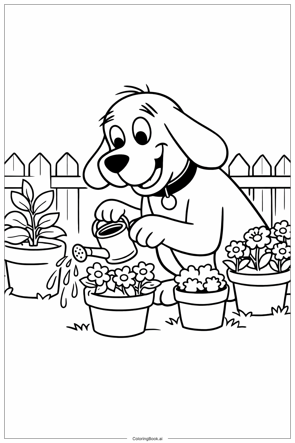  Clifford The Big Red Dog Helping At Garden Coloring Page 