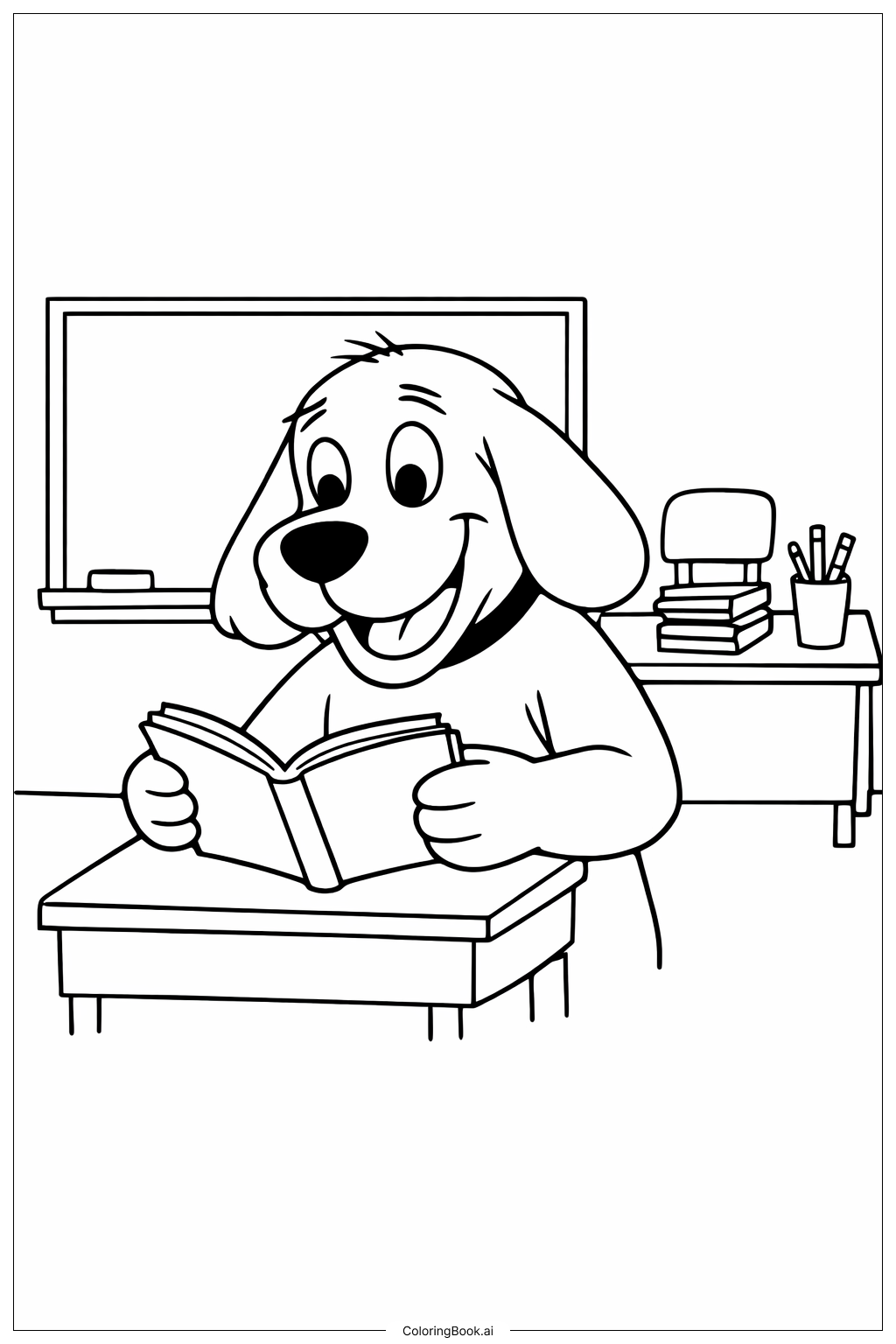  Clifford The Big Red Dog Helping In Classroom Coloring Page 