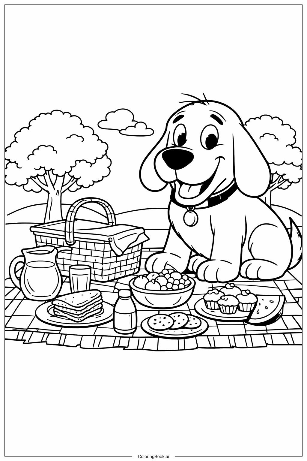  Clifford The Big Red Dog On A Picnic Coloring Page 
