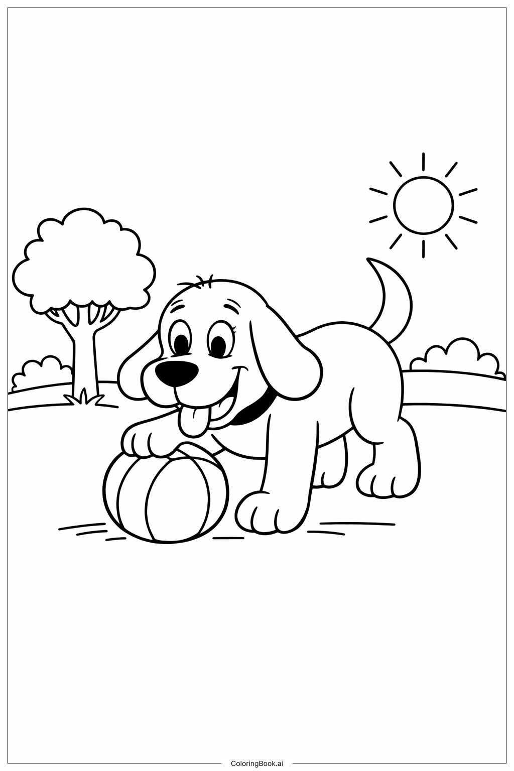  Clifford The Big Red Dog Playing Ball Coloring Page 