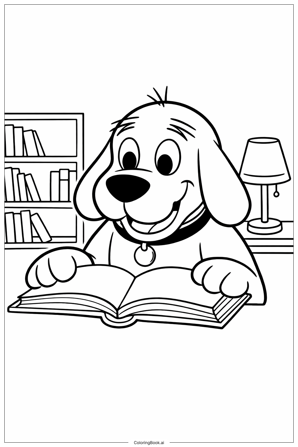  Clifford The Big Red Dog Reading A Book Coloring Page 