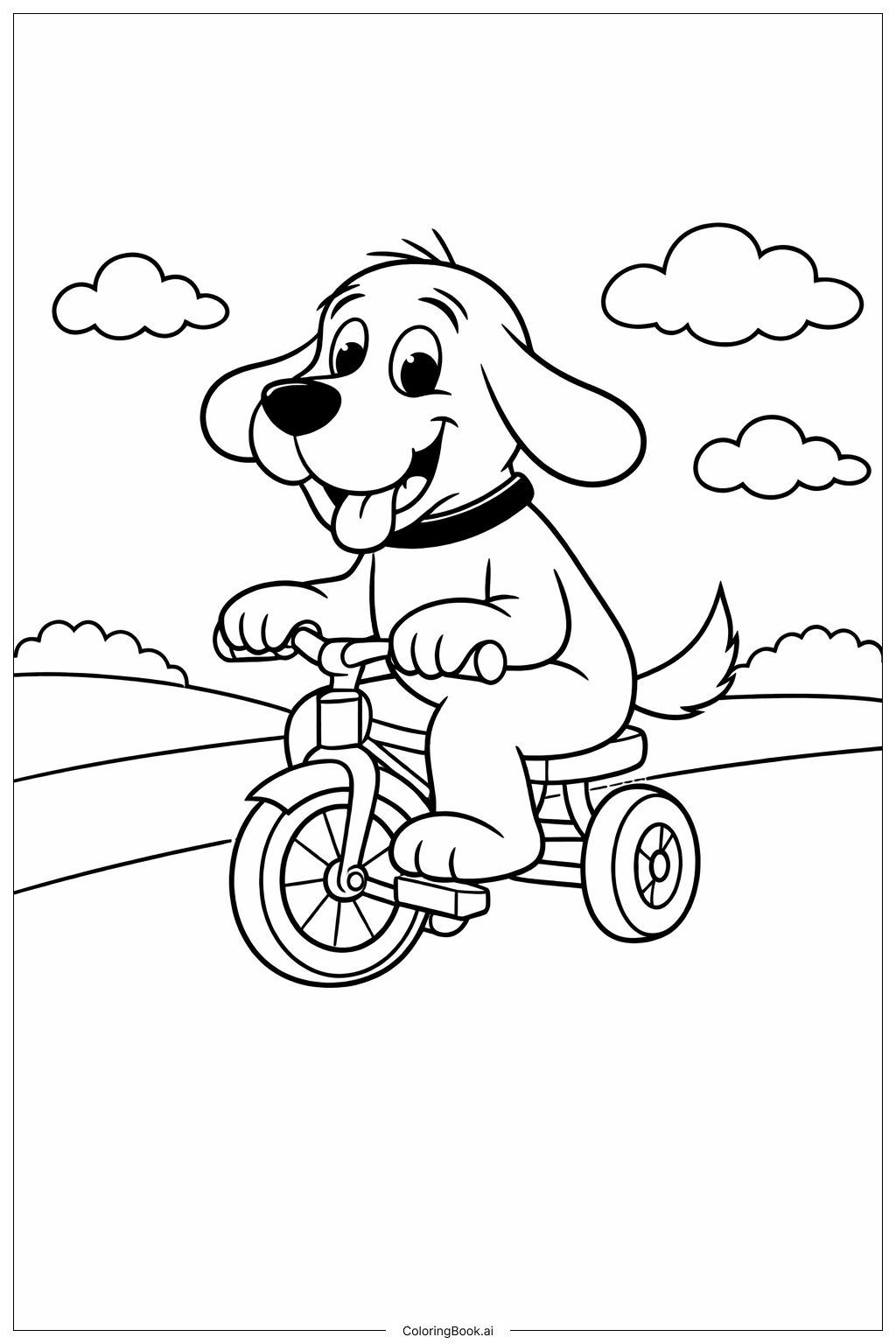  Clifford The Big Red Dog Riding Bike Coloring Page 
