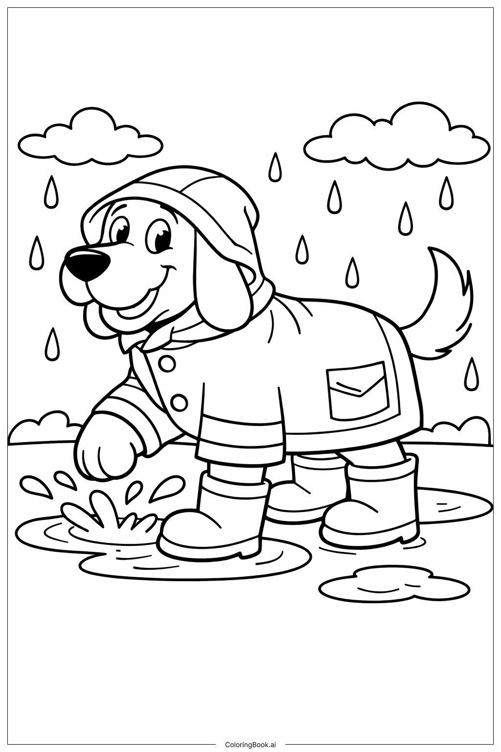  Clifford The Big Red Dog Wearing Raincoat Coloring Page 