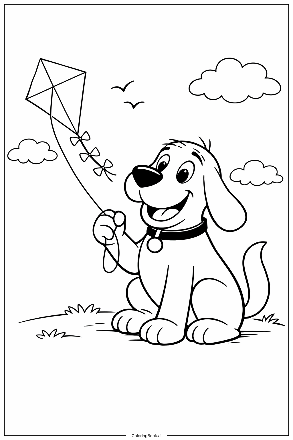  Clifford The Big Red Dog With Kite Coloring Page 