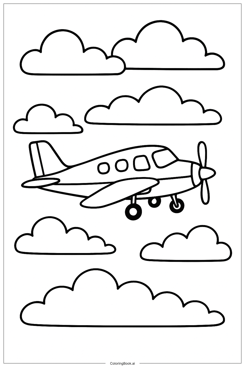  Wolkenflugzeug Ausmalseite 