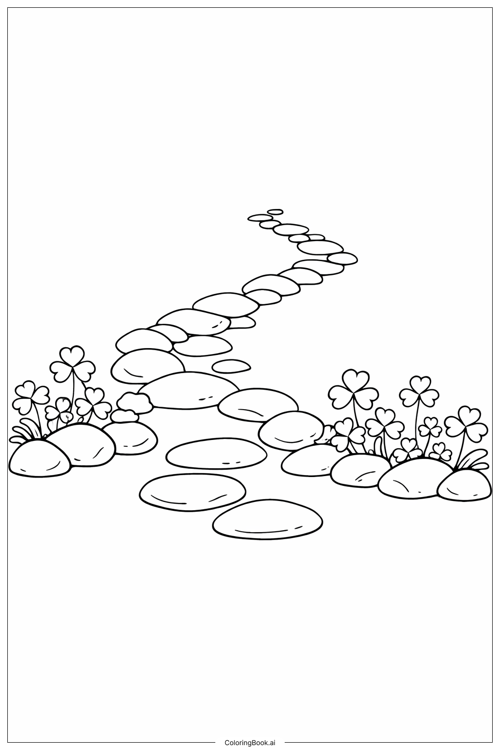 Página para colorear de Trébol y Camino de Piedra