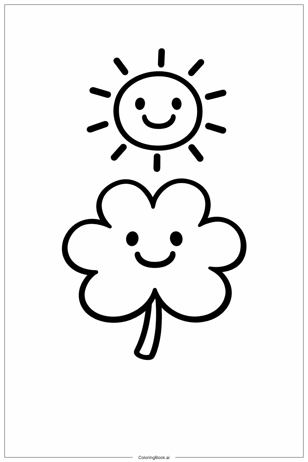  三叶草与太阳填色页 