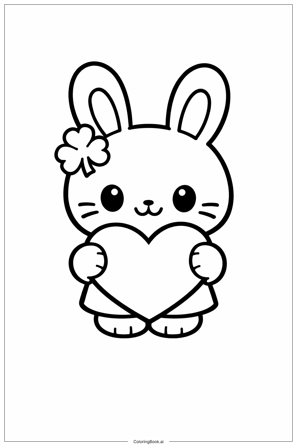 Página para colorear de Trébol sosteniendo un corazón