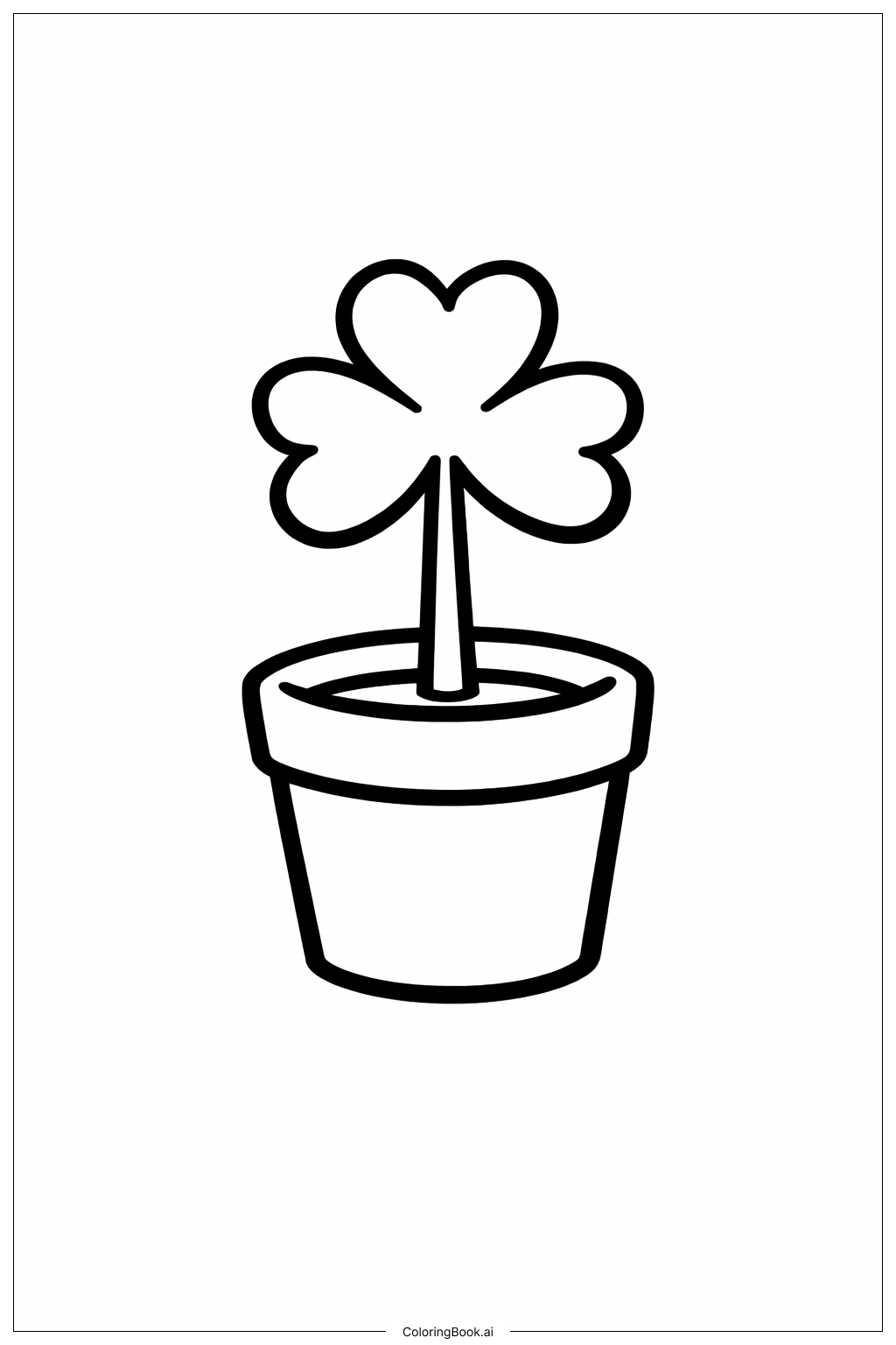 Página para colorear de Trébol en maceta