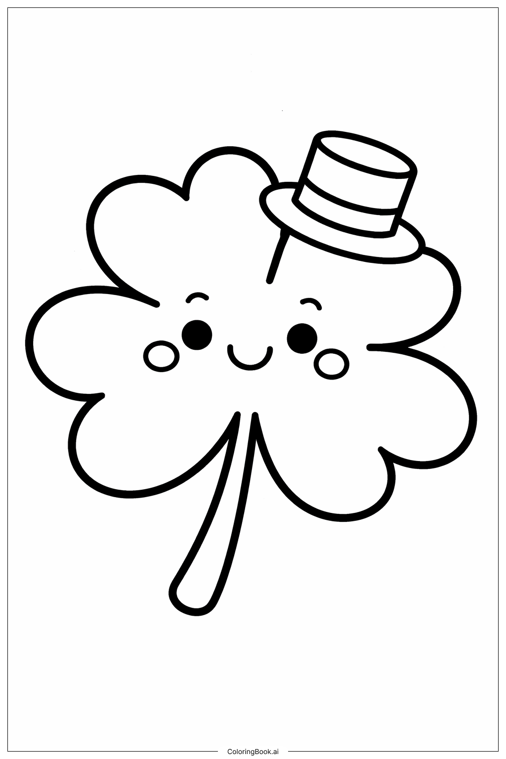 Página para colorear de Trébol con Sombrero