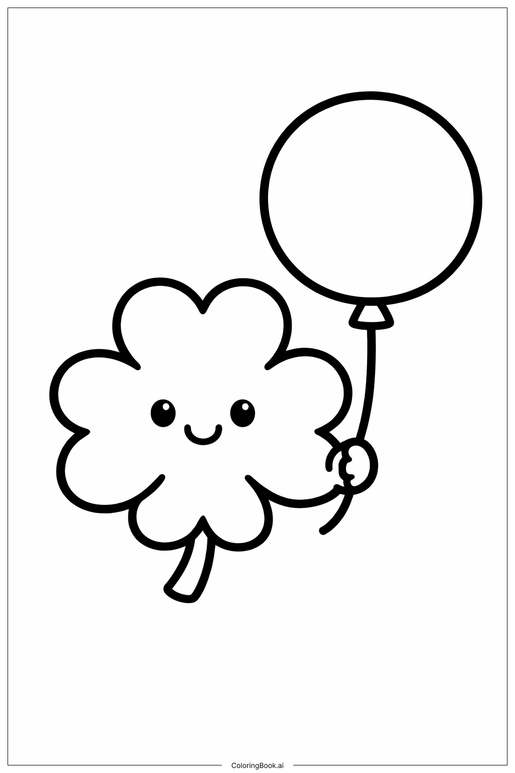 Página para colorear de Trébol con Globo