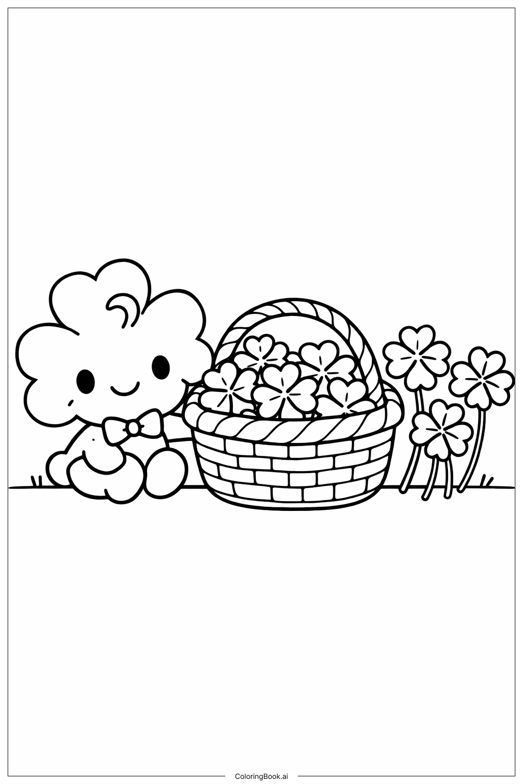 Página para colorear de Trébol con Cesta