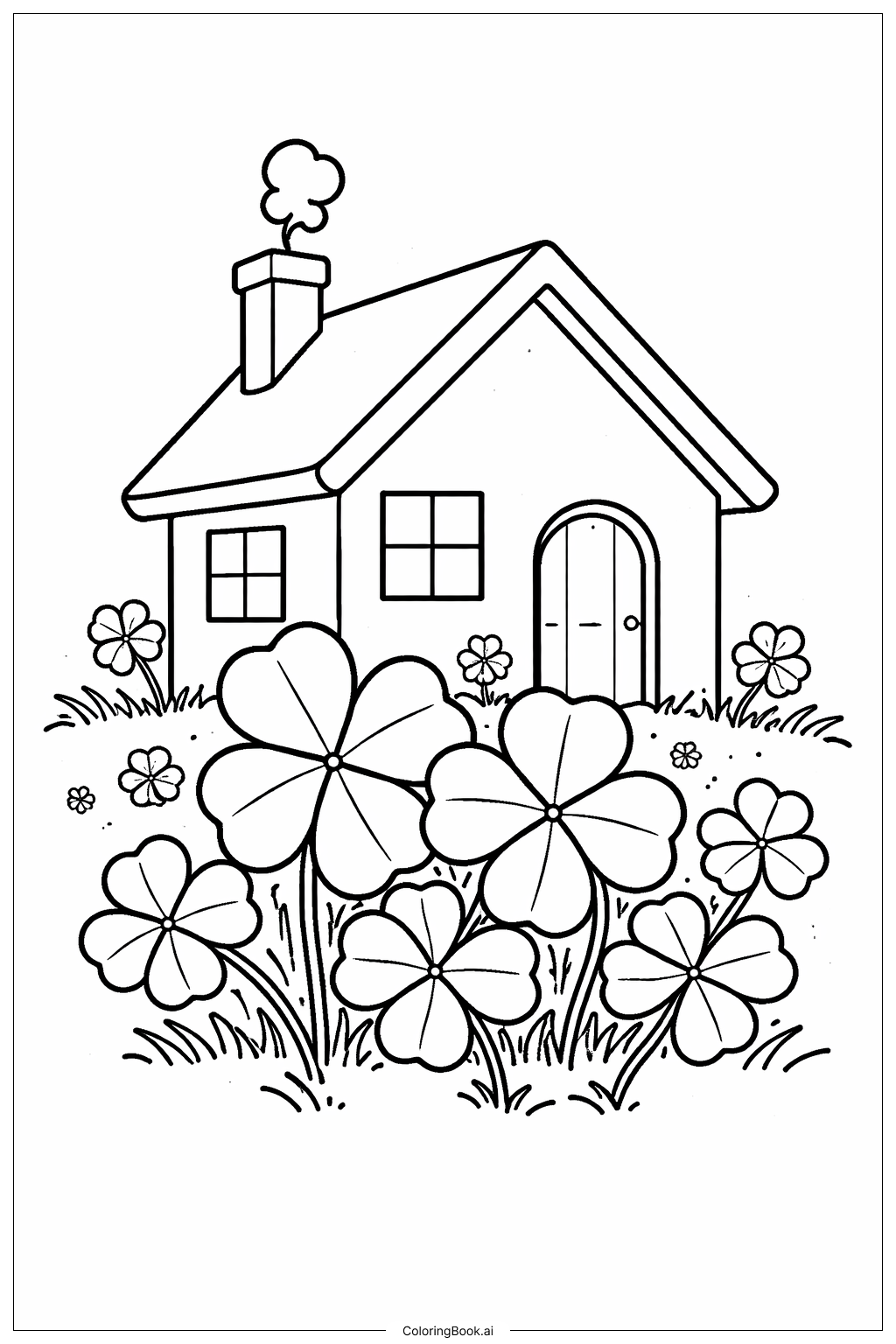  四叶草小屋填色页 