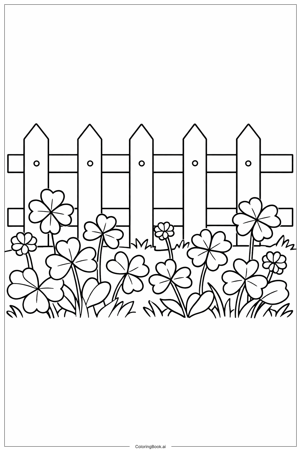 Página para colorear de Trébol con Valla