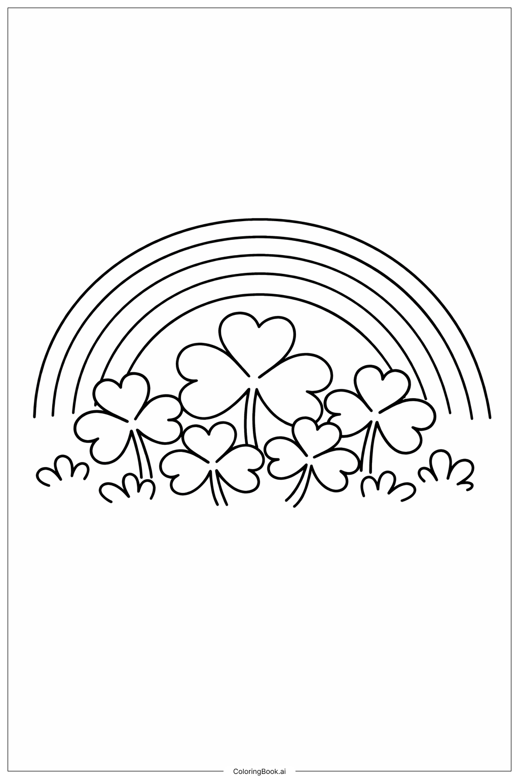 Página para colorear de Trébol con Arcoíris