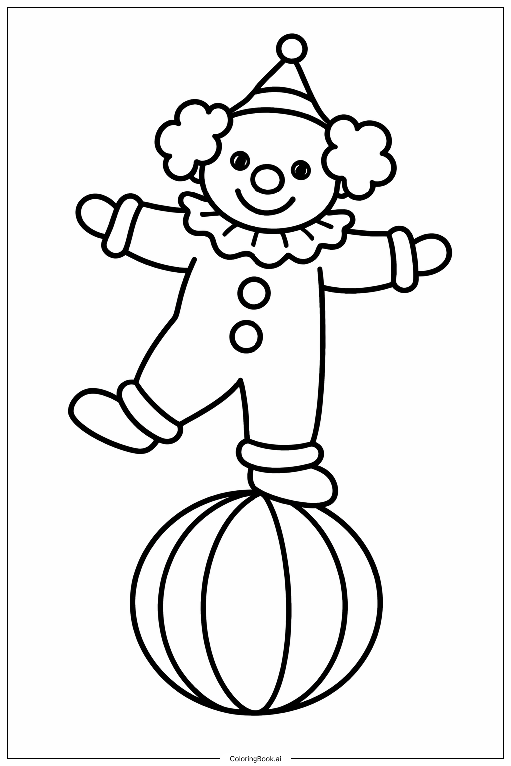  Clown Balancing Ball Coloring Page 