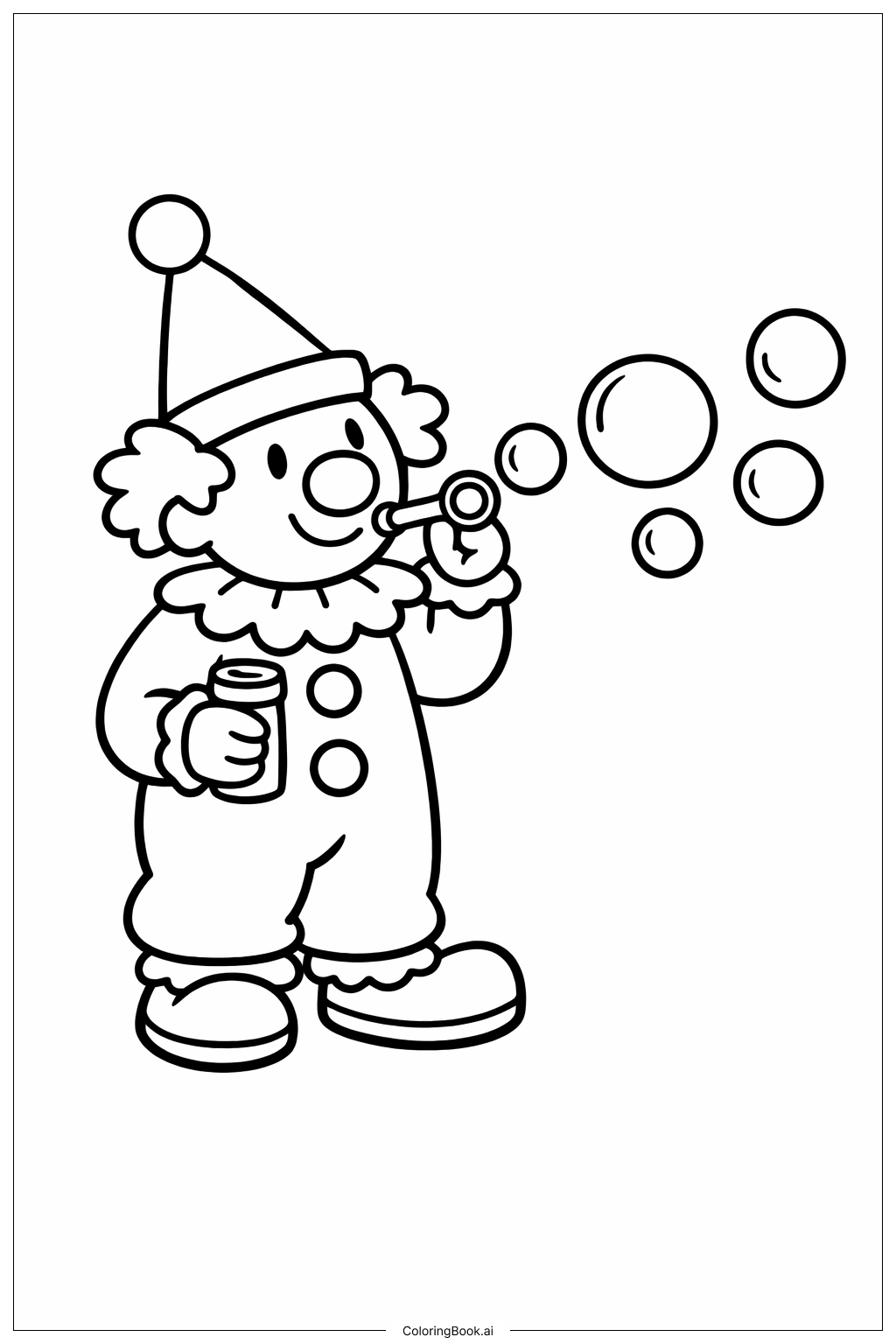  小丑吹泡泡填色页 