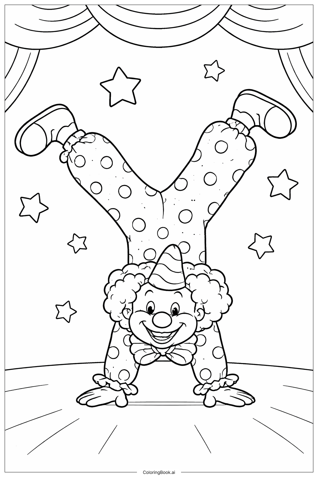 Clown Doing Handstand Coloring Page 