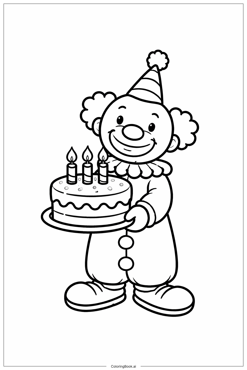  拿著蛋糕的小丑著色頁 