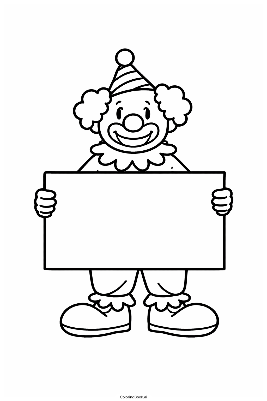  Clown Holding Sign Coloring Page 