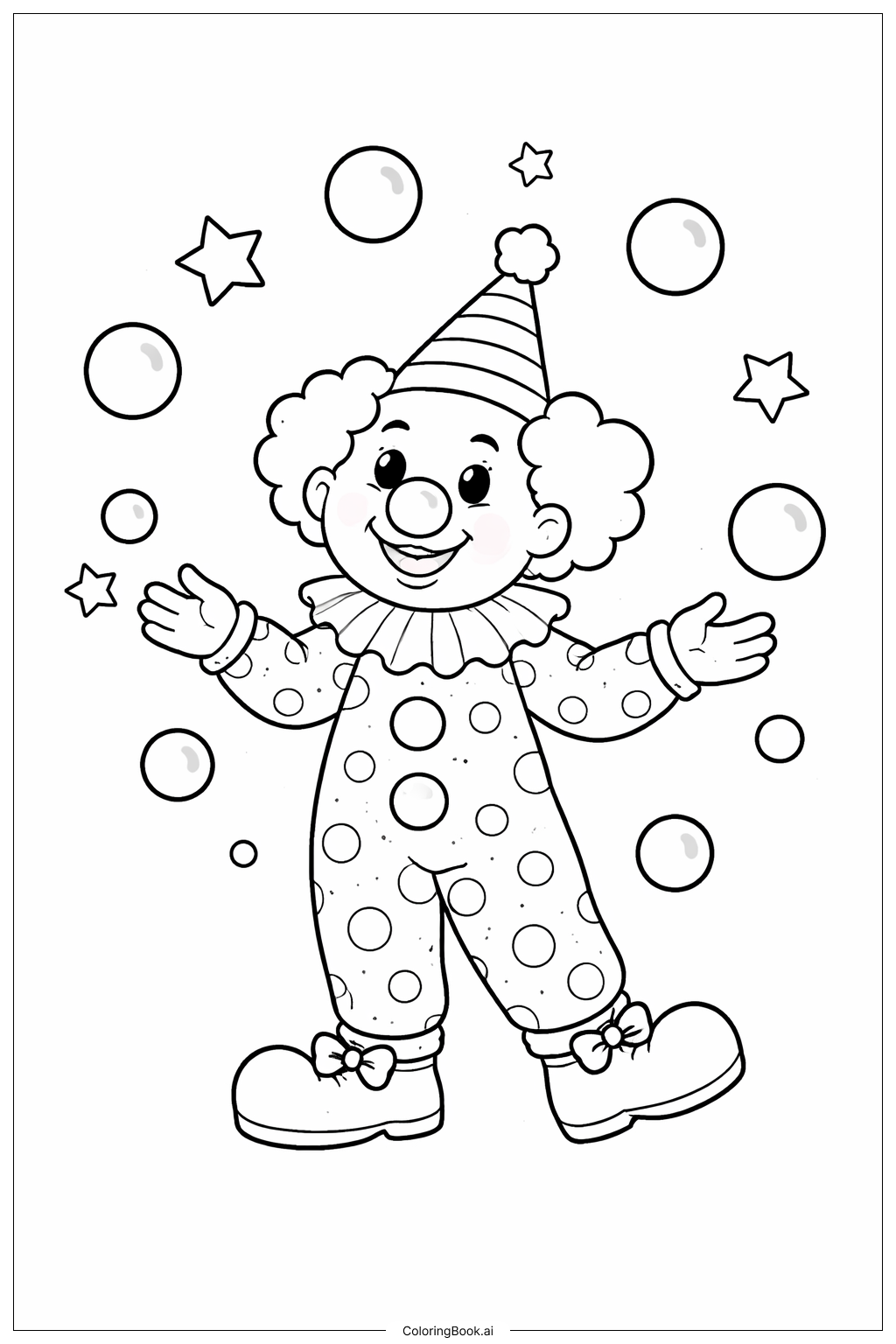  小丑玩雜耍球著色頁 