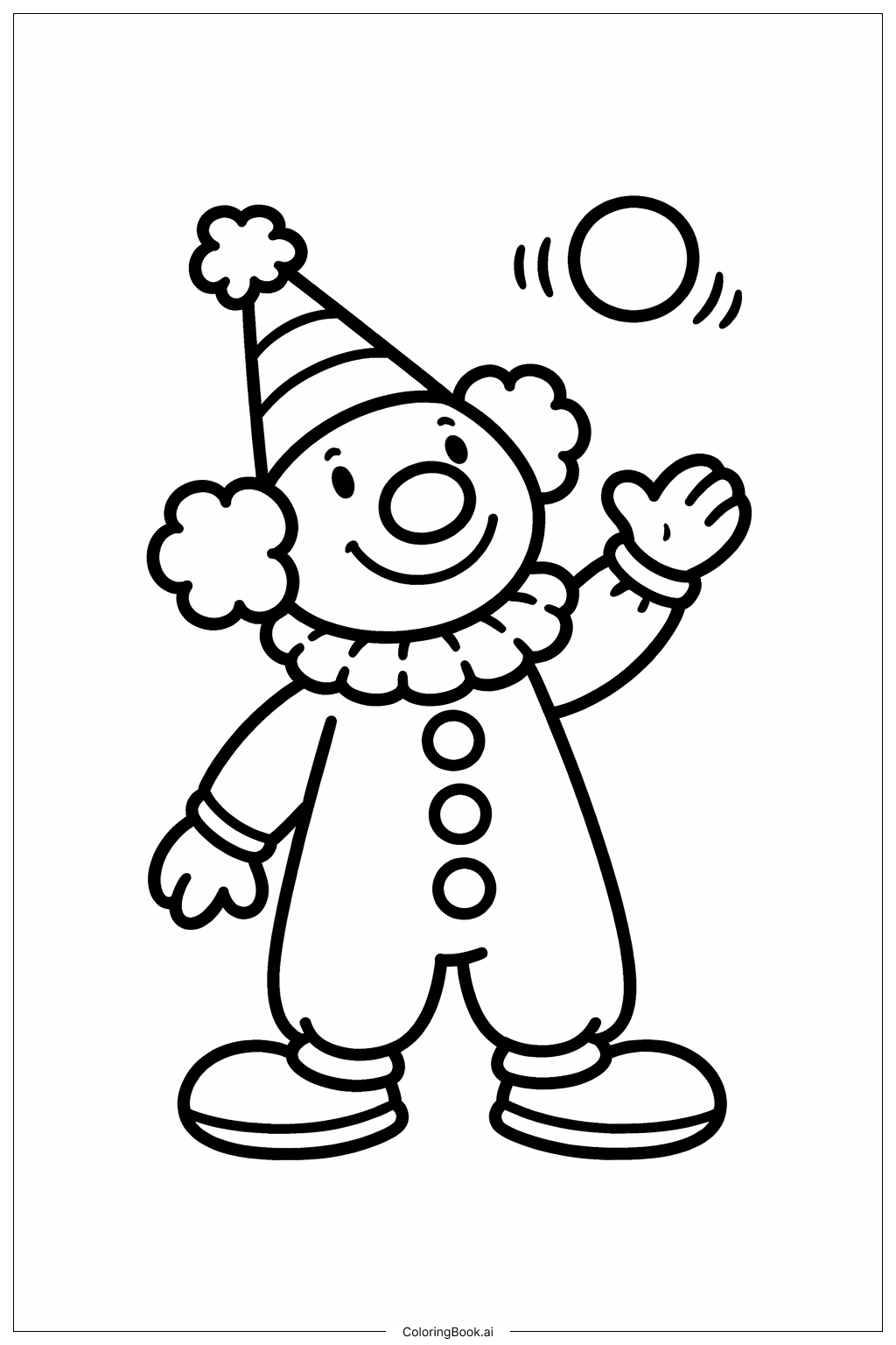  小丑玩球著色頁 