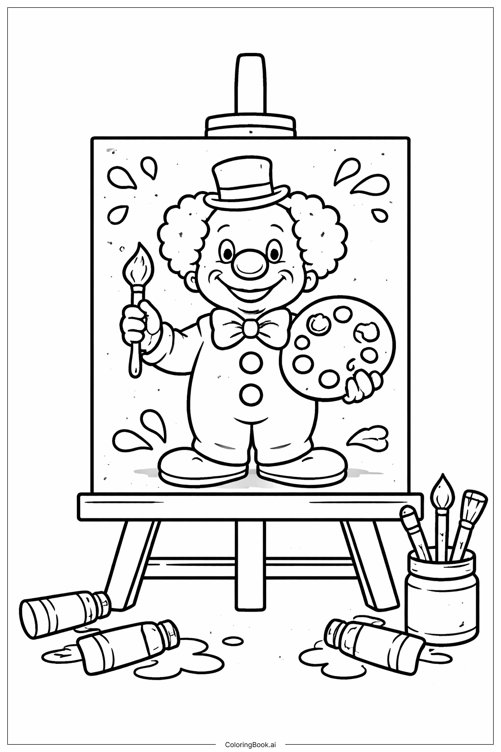 ピエロの絵のサインの塗り絵ページ