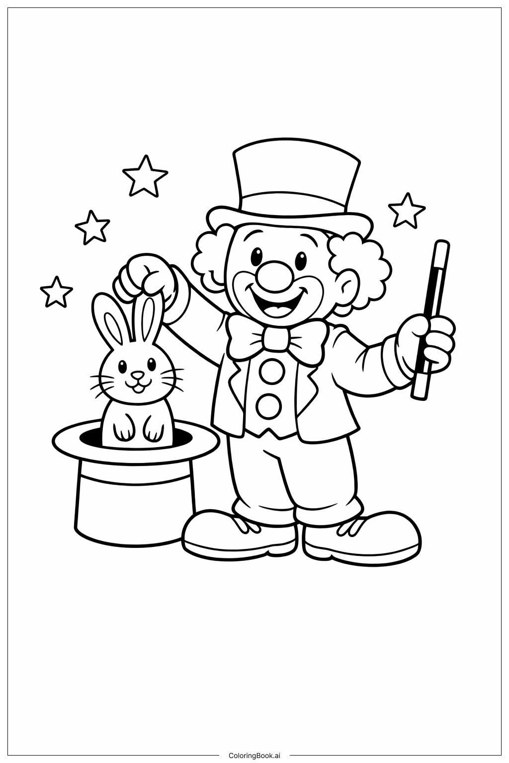  小丑表演魔術著色頁 