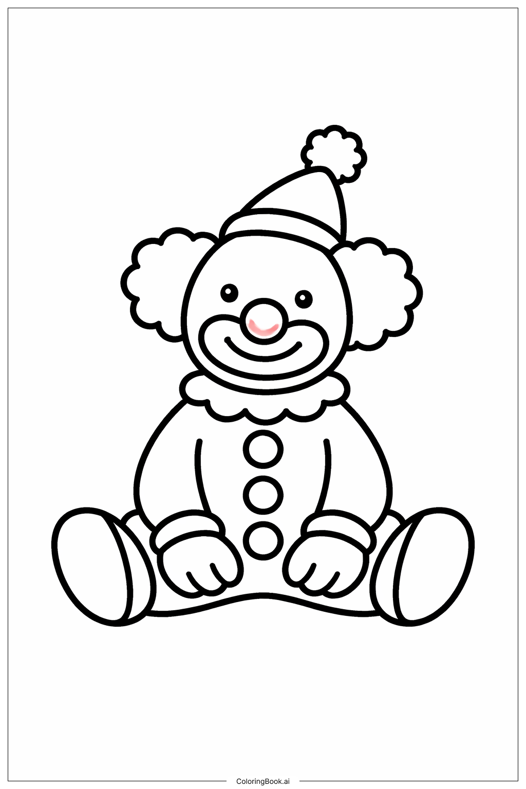  小丑坐著著色頁 