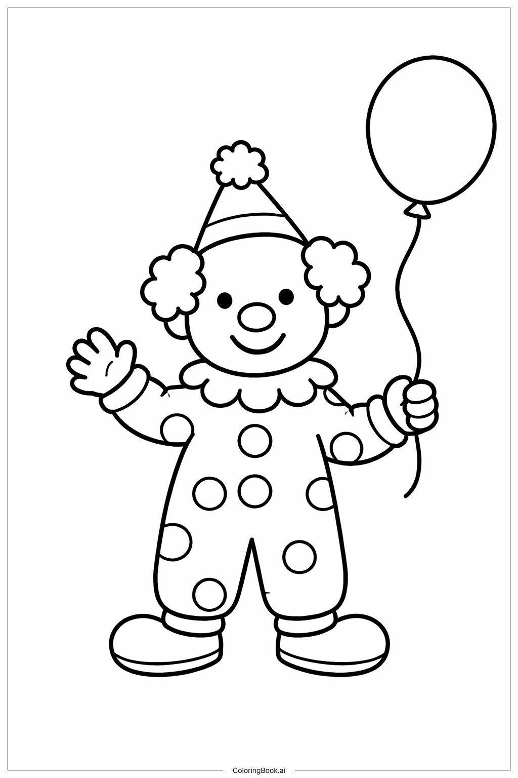  拿著氣球的小丑著色頁 