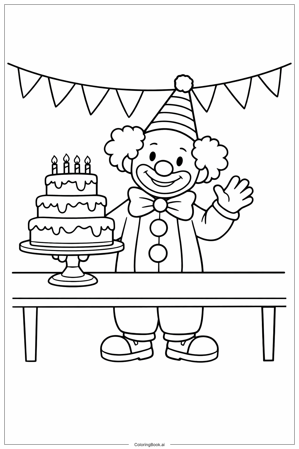  Clown With Cake Stand Coloring Page 