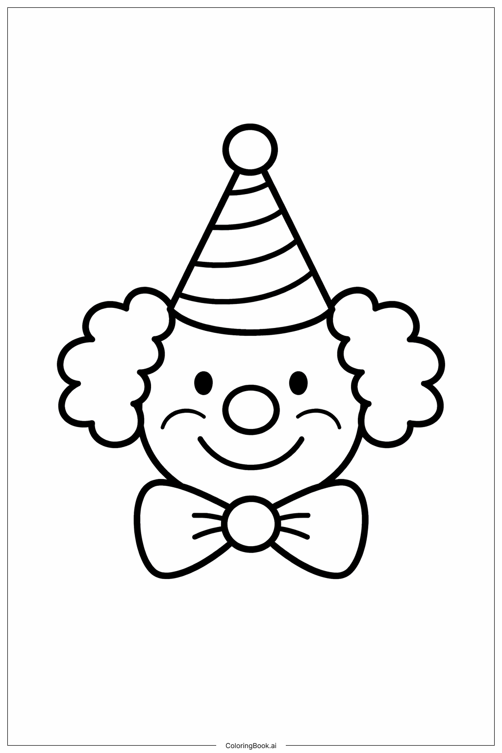 戴派對帽的小丑著色頁 
