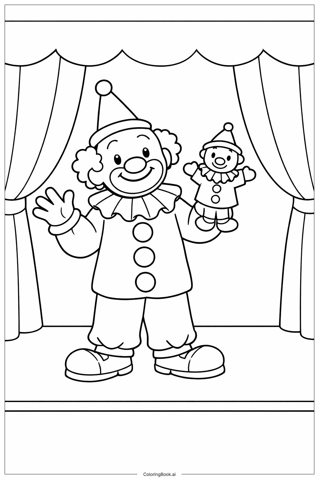  小丑與木偶著色頁 