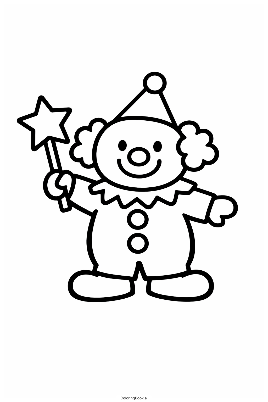  Clown With Star Wand Coloring Page 