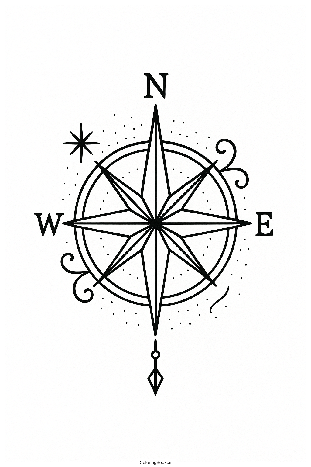 Compass Rose Tattoo Coloring Page