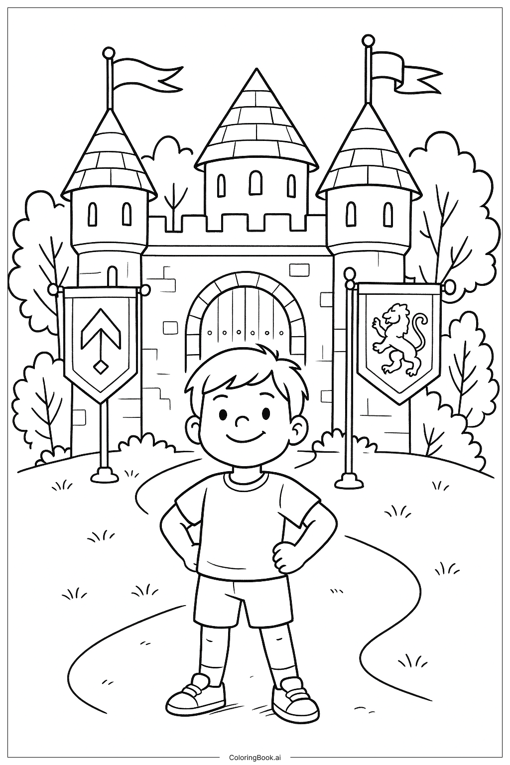 Página para colorear de Castillo de la Confianza Salud Mental