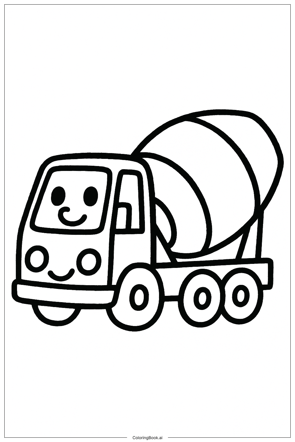  Baustellen-Zementmischer-LKW Ausmalseite 