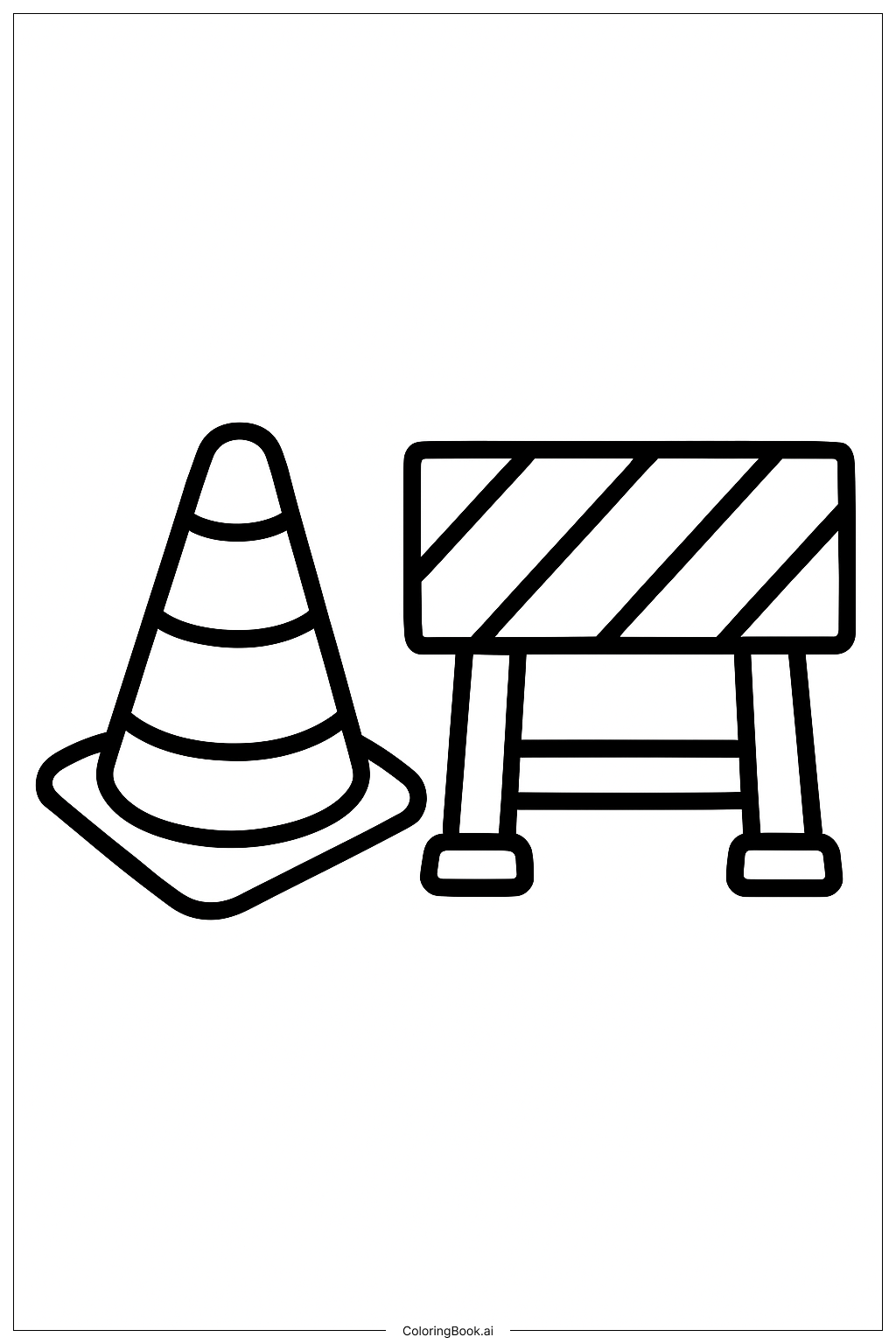  Verkehrshütchen und Absperrung Ausmalseite 
