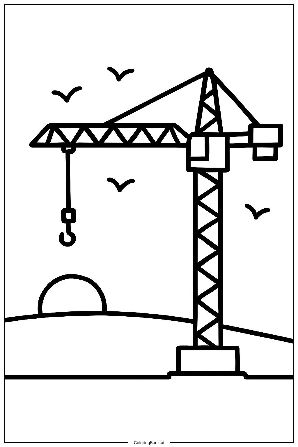  Construction Crane At Sunset Coloring Page 