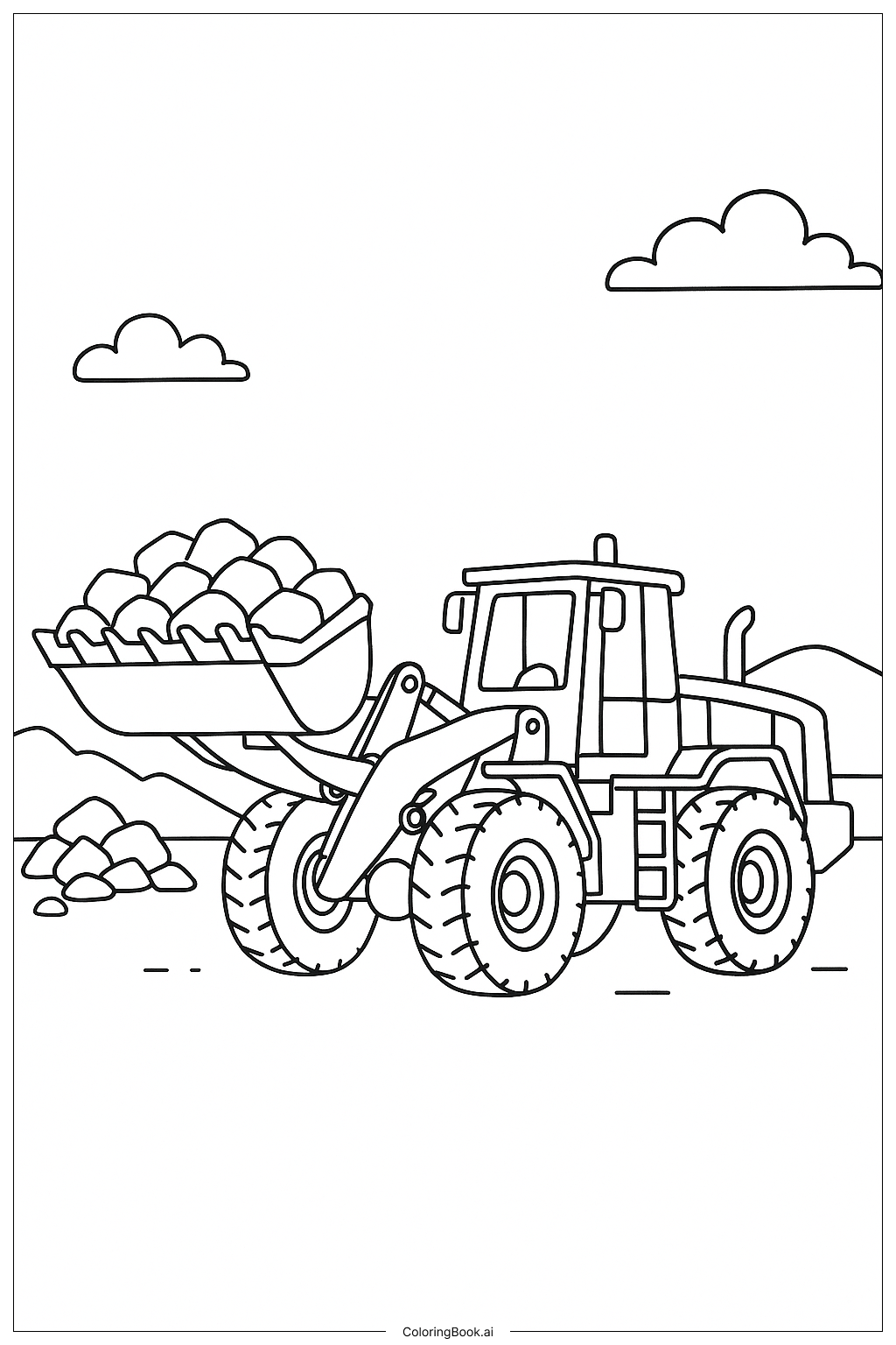  装载机搬运石块填色页 