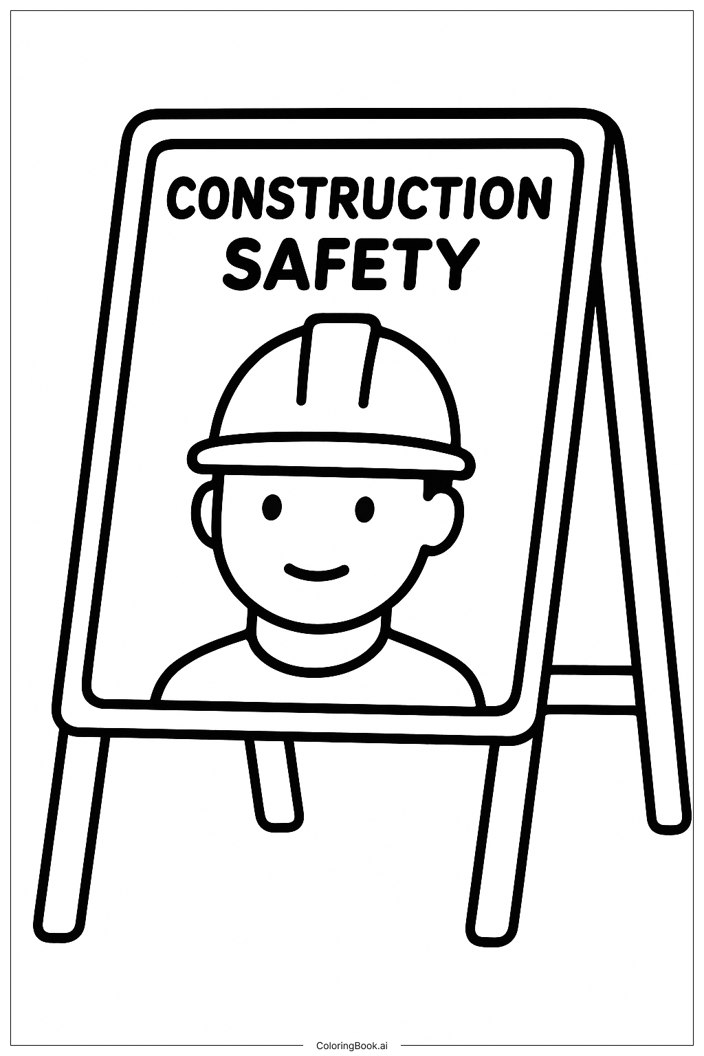 Construction Safety Sign Coloring Page Free PDF PNG Printable 