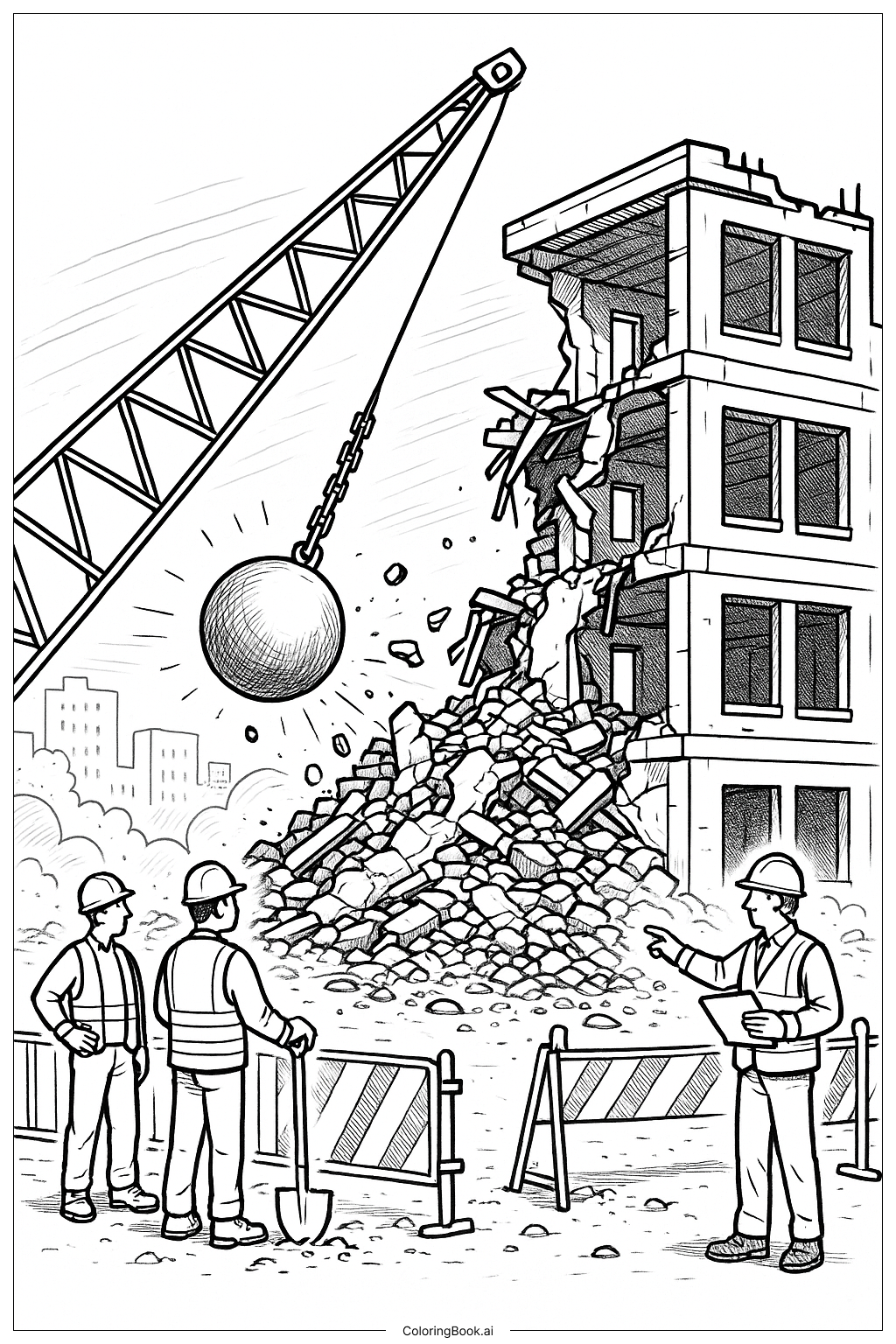  工地拆除著色頁 